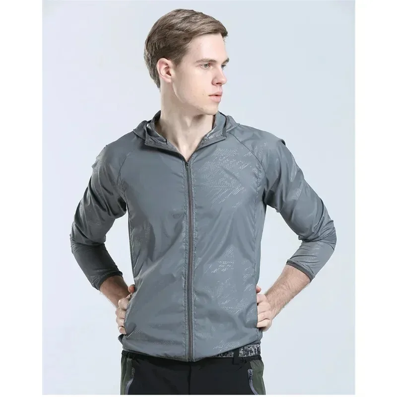 MEN Sunscreen Jacket Hoodie Quick-Drying Summer Anti-Uv Shirts Ultralight Windbreaker Outdoor Waterproof Cycling Jacket