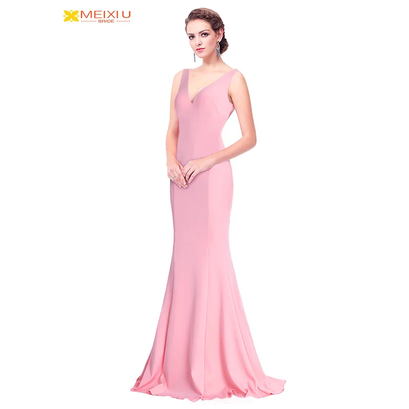 

New Solid Chiffon Shoulder Dinner Dress Slim Bridesmaid Dress Formal Ball Wedding Guest Pageant Dress