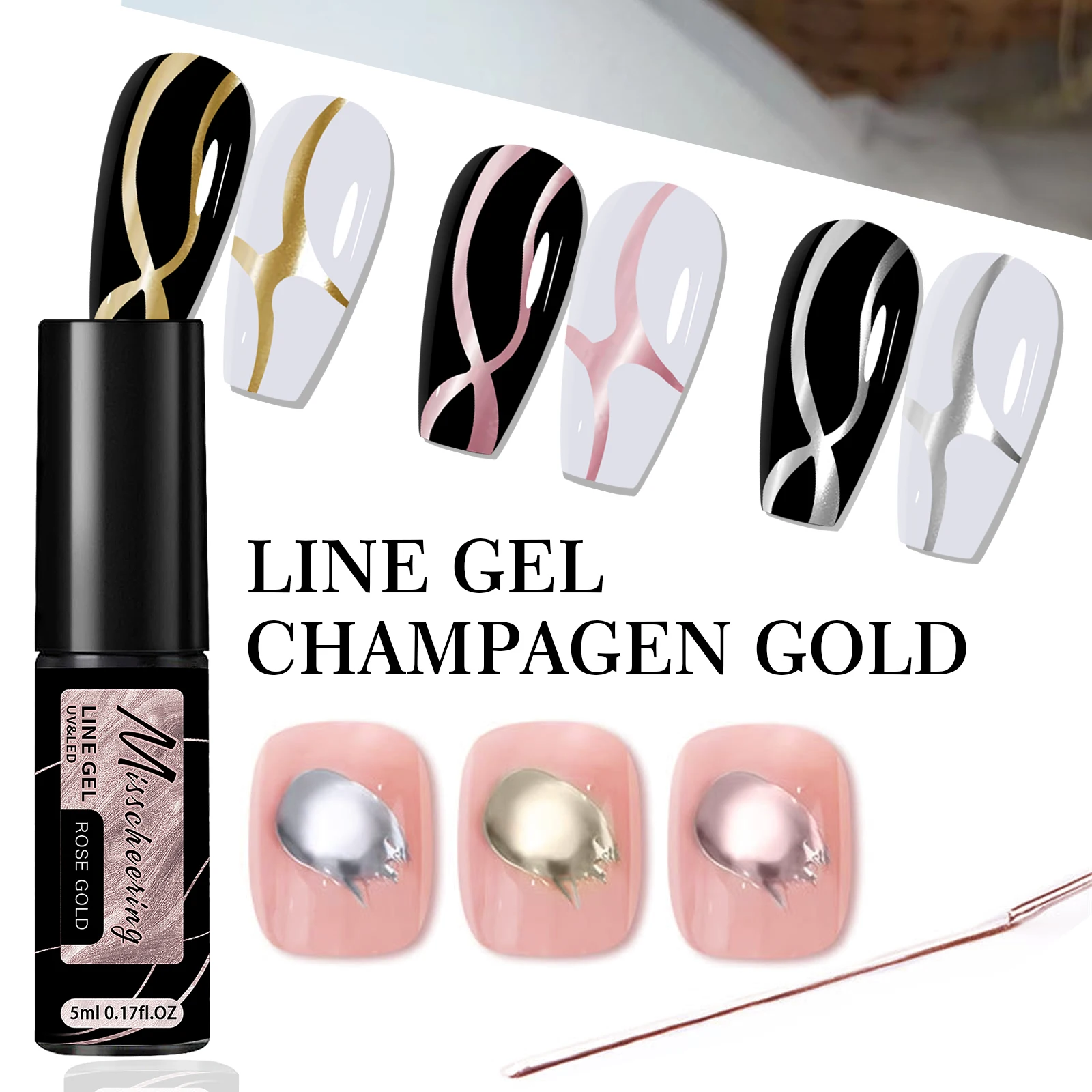 Gold Silver Metallic Chrome Mirror Effect Nail Gel Polish