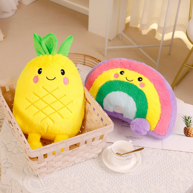 

Cartoon Cute Rainbow Pineapple Plush Toy Kawaii Stuffed Fluffy Fruits Plushies Throw Pillow Doll Anime Soft Kids Toys for Girls