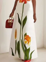 Gymystars 2026 Summer Latest Women's Fashion Flower Printed Dress Round Neck Trend Loose Elegant Party Evening Beach Dresses - Image 3