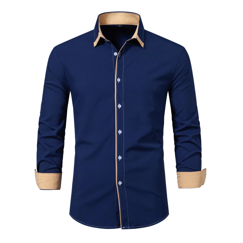 

Male Shirt Blouse Durable Easy Care Lapel Long Sleeve Outdoor Regular Solid Color Top Casual Daily Dating Comfy