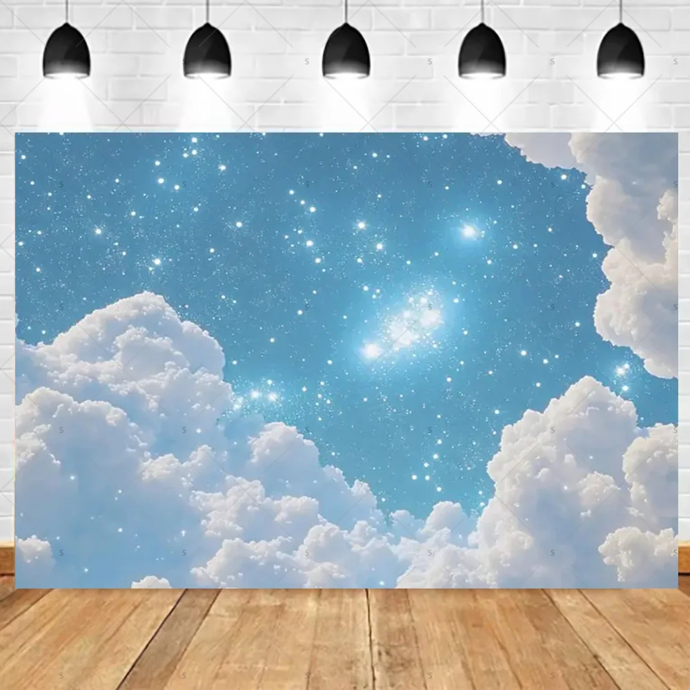 Dreamy Blue Sky and White Clouds Photography Backdrop for Wedding and Party Décor