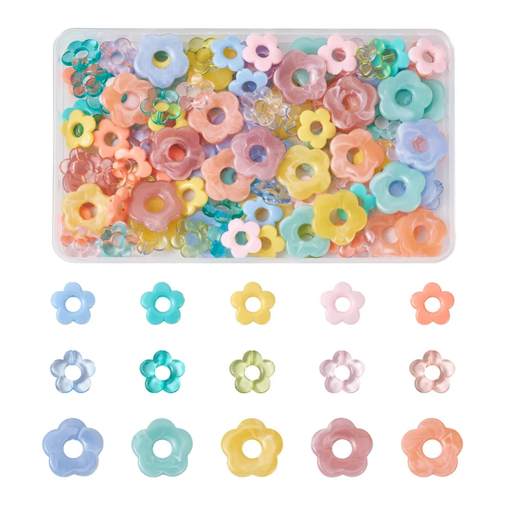 

120Pcs Transparent Opaque Acrylic Flower Bead Frames For DIY Earring Necklace Hairclips Jewelry Making Accessories Mixed Color