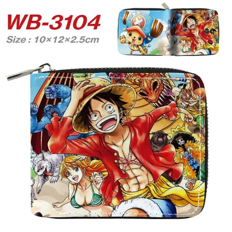 

One Piece Anime Peripheral Short Wallet Students Men and Women Pu Zipper Fold Leather Wallet Card Bag Coin Purse