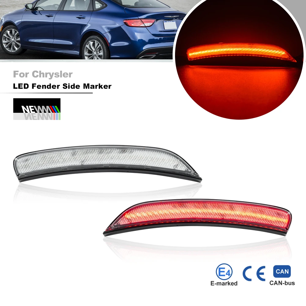 2x For Chrysler 200 Sedan 2015 2016 2017 Rear Led Side Marker Lights