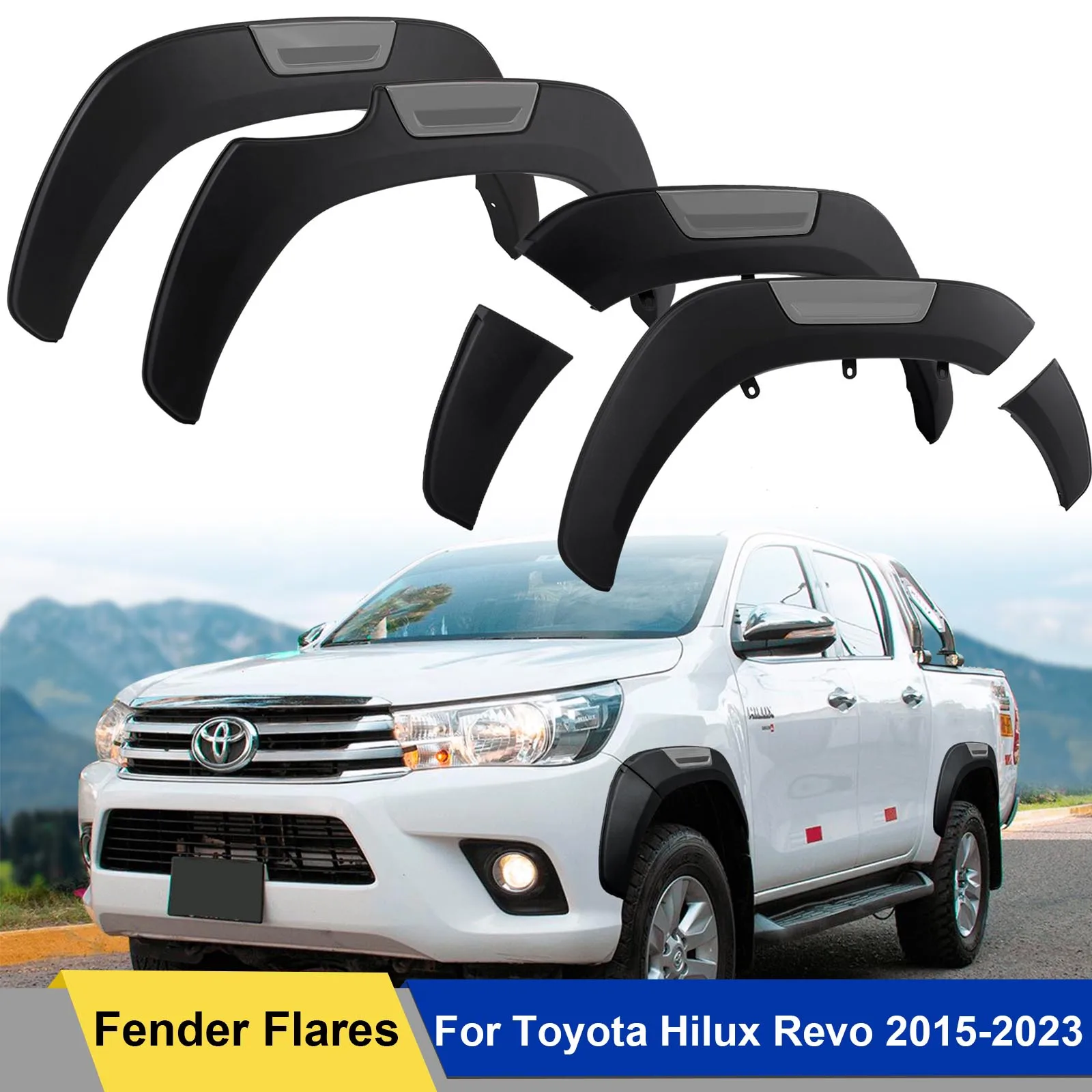 MatteBlackFenderFlaresWheelArchforToyotaHiluxRevo20152020
