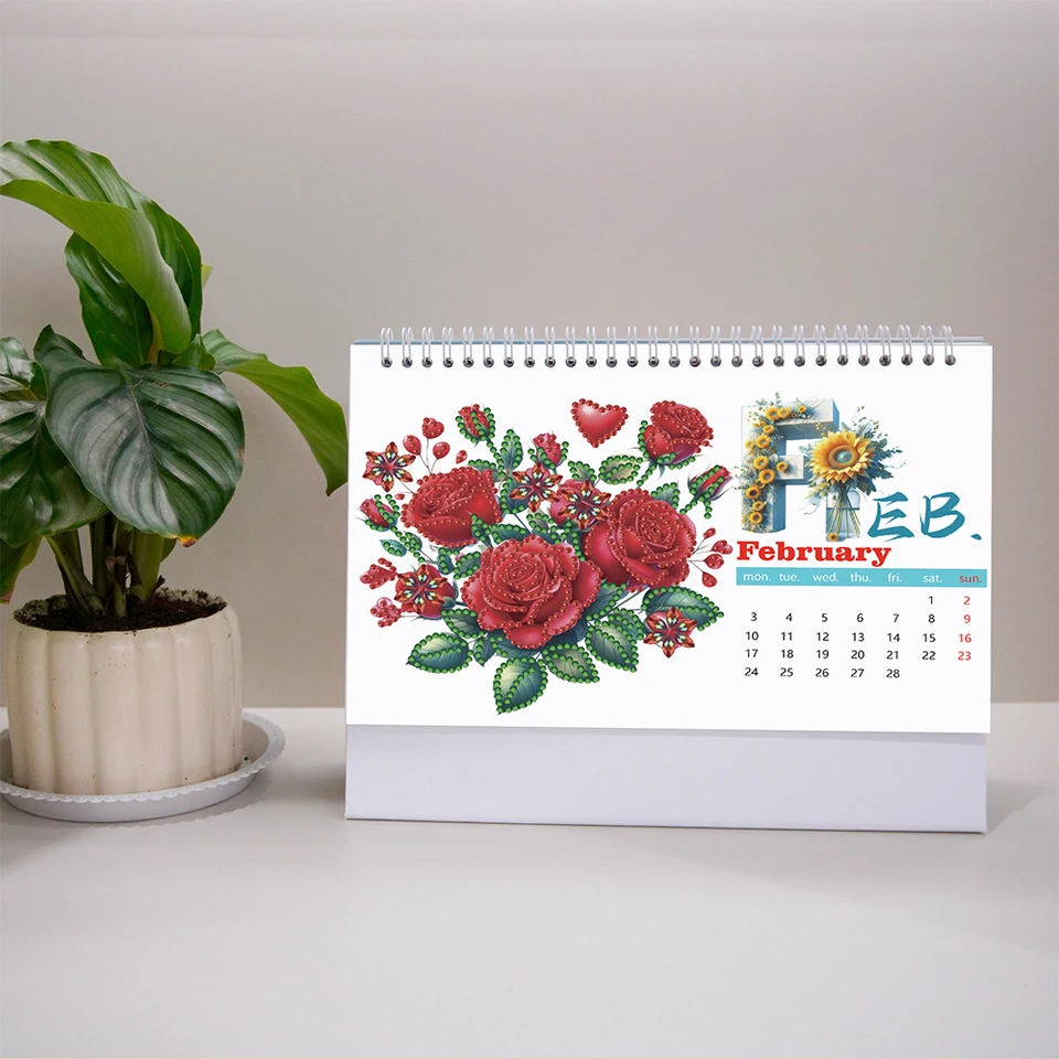 5D DIY Diamond Art Tabletop Calendar Decoration