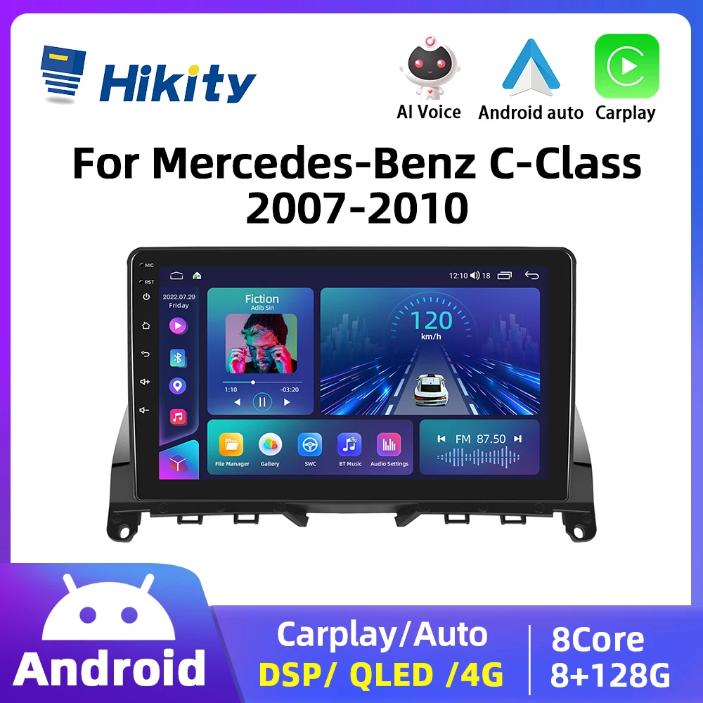 

Hikity 2din Android Car Radio For Mercedes Benz C Class 2007-2010 Carplay Multimedia Video Player Autoradio GPS Navigation