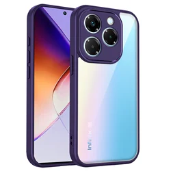 Enhanced Protective Clear Matte Back Cover with Air Cushion Silicon Bumper for Infinix Smart 8 Plus (TMMS Purple)