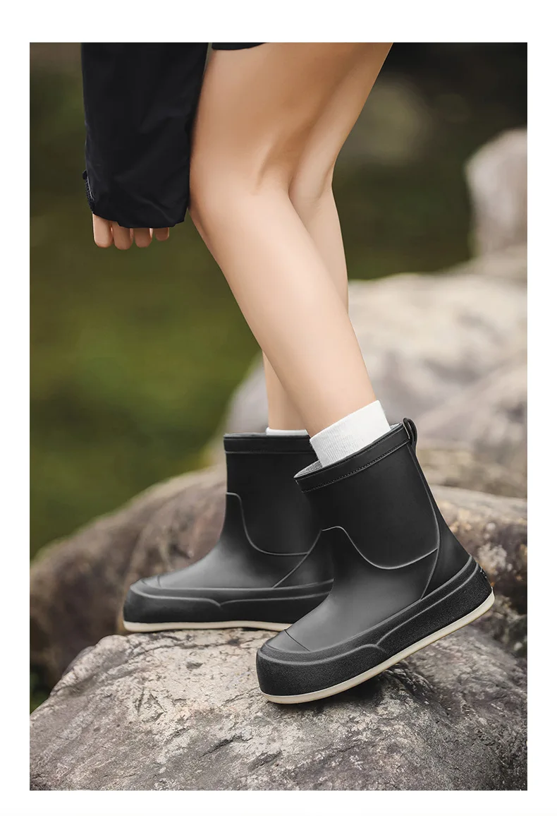 Evshine Frauen Mode Regen Schuhe Im Freien Wasserdichte Arbeit Garten Schuhe 2025, Neue Kurze Röhre Regen Stiefel Weichen Boden Dame Ankle Boot – Detail 5