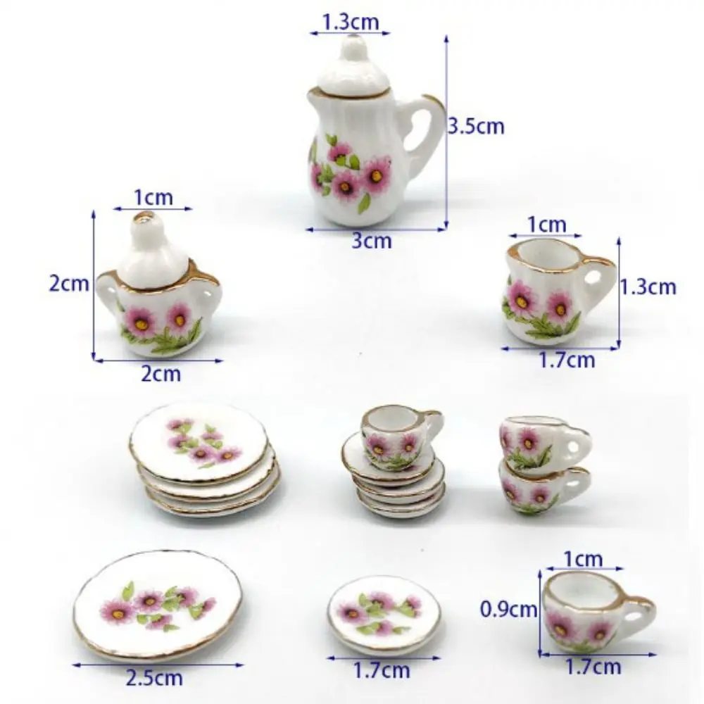 Ceramic Mini Tea Set for Dollhouse Accessories