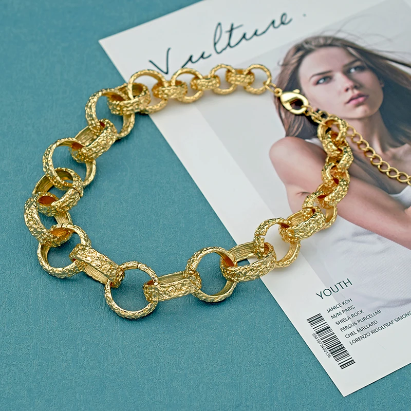 Fashion Circle Choker Necklace for Women Accessories 2023 New Trendy Gold Color Big Small Round Necklaces Jewelry Party Gift