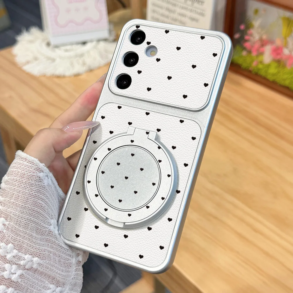 Minimalist Black Heart Phone Case with Bracket Holder