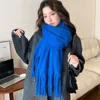 Retro Mohair Wool Scarf Plush Thicken Winter Cashmere Scarves Solid Color Korean Style Long Shawl Girl