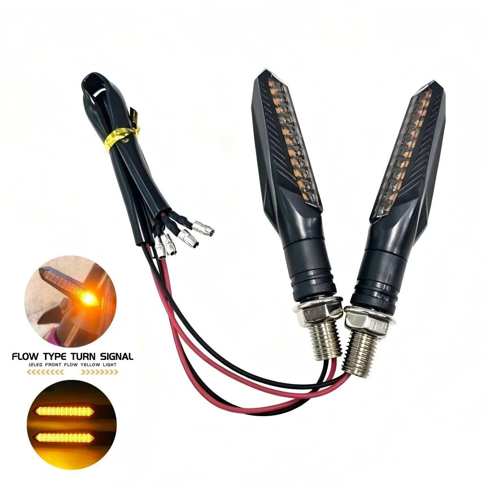 รูปสินค้า ไฟเลี้ยว LED มอเตอร์ไซค์ 12V 2 ชิ้น ไฟท้าย 12 LED แบบไหล IP68 กระพริบ