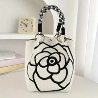 Portable Handbag Large Capaci Knitted Tote Bag for Work Commuting Outings Miscellaneous Items Korean Japanese Sle Handbag - Image 4