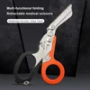 6 in 1 Multifunction Response Emergency Scissors Multi-Tool Folding Pliers Survival Tool Combination Gadget Safety Hammer Brown 1