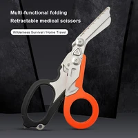 6 in 1 Multifunction Response Emergency Scissors Multi-Tool Folding Pliers Survival Tool Combination Gadget Safety Hammer Brown 1