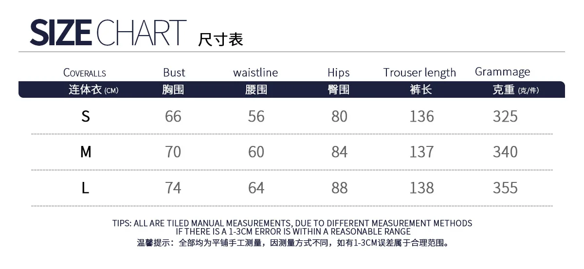 Size chart and fit details