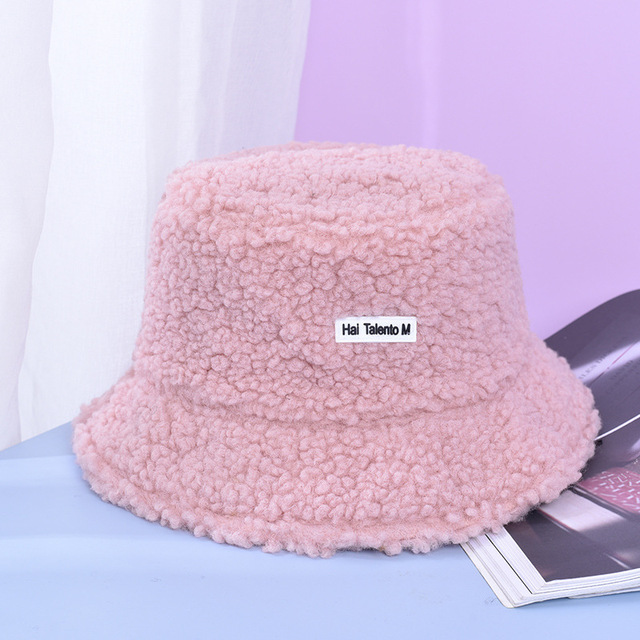 Wool Faux Fur Bucket Hat Winter Warm Teddy Velvet Hats for Women Lady Thicken Bob Panama Outdoor Fisherman Hat Caps