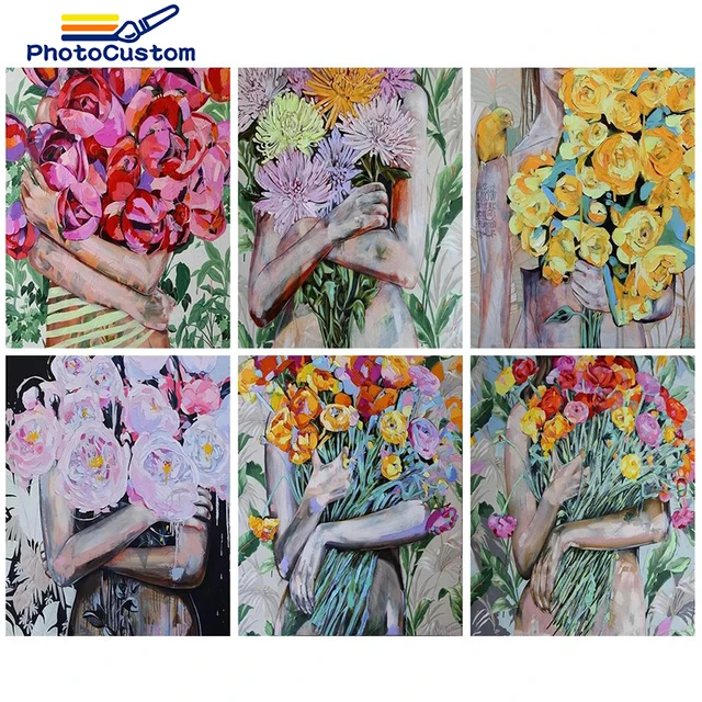 PhotoCustom Paint By Numbers Flowers Hand Painted Painting DIY Pictures By  Number Kits Drawing On Canvas Home Decor - AliExpress