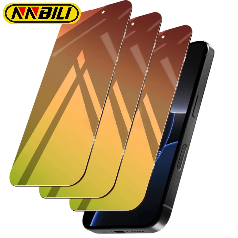 NNBILI 3 Pezzi Proteggi Schermo Privacy Adatto per iPhone 17 16Pro Max Pellicola Protettiva Bubble Free Scratch Copertura Completa Gradiente