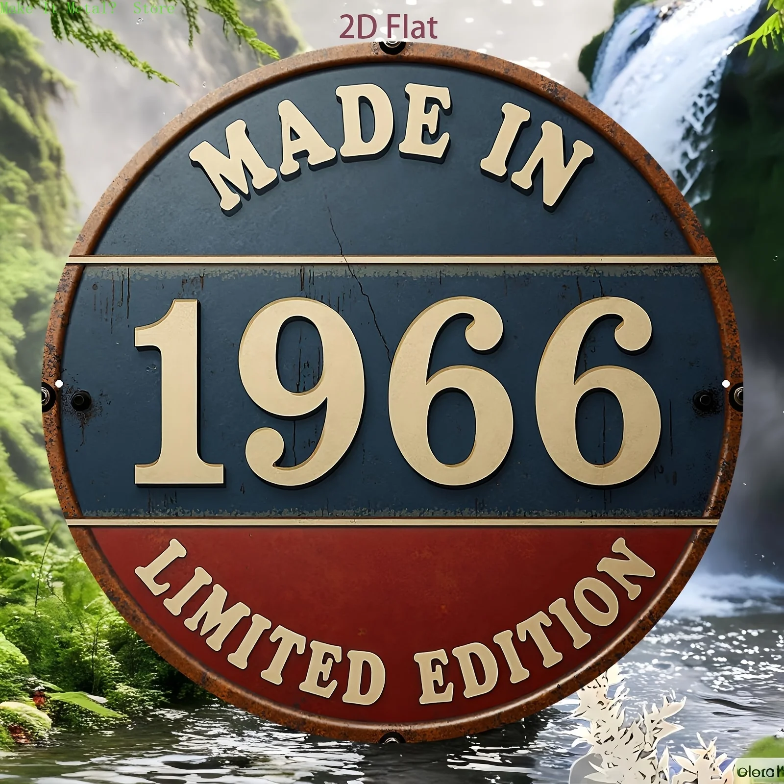 Vintage Made in 1966 Limited Edition Round Metal Sign, 2D Flat Retro ...