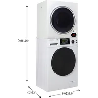 Basic Stackable 13 lbs Washer + Vented Sensor Dryer 3.5cf 110V, Automatic, Compact Washing Machine, 120 Volts 2