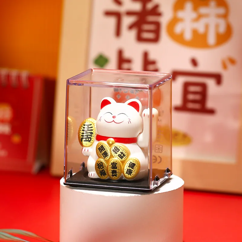 Solar Powered Maneki Neko Lucky Cat Welcoming Chinese Lucky Cat Waving Hand Beckoning Fortune Cat Figurines For Home Decor 3