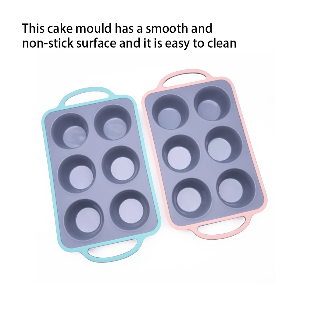 

Molds Silicone 6 Cup Baking Pan with Handle Bakeware Decorating Gadget