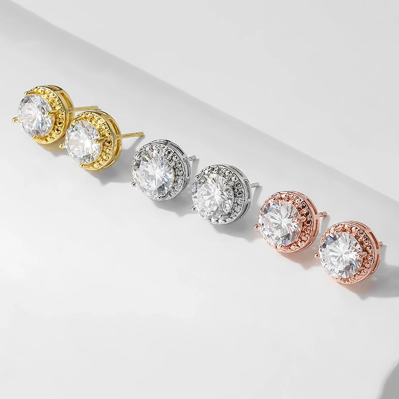 Orecchini A Bottone Con Iniziale Personalizzata - Placcati Oro 14K Con Zirconi Cubici - 0,5x0,5 Cm - Ipoallergenici - In Confezione Regalo