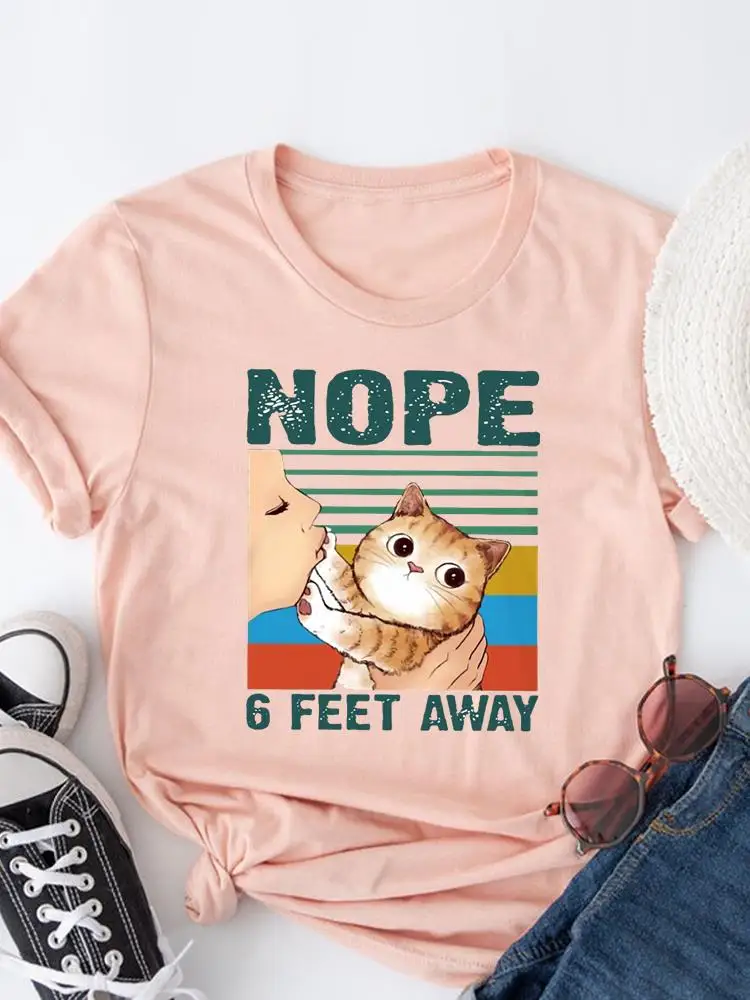 

Letter Cat Pet Watercolor 90s Clothing Women T Clothes Short Sleeve Ladies Casual Fashion Female Graphic Tee Print T-shirts