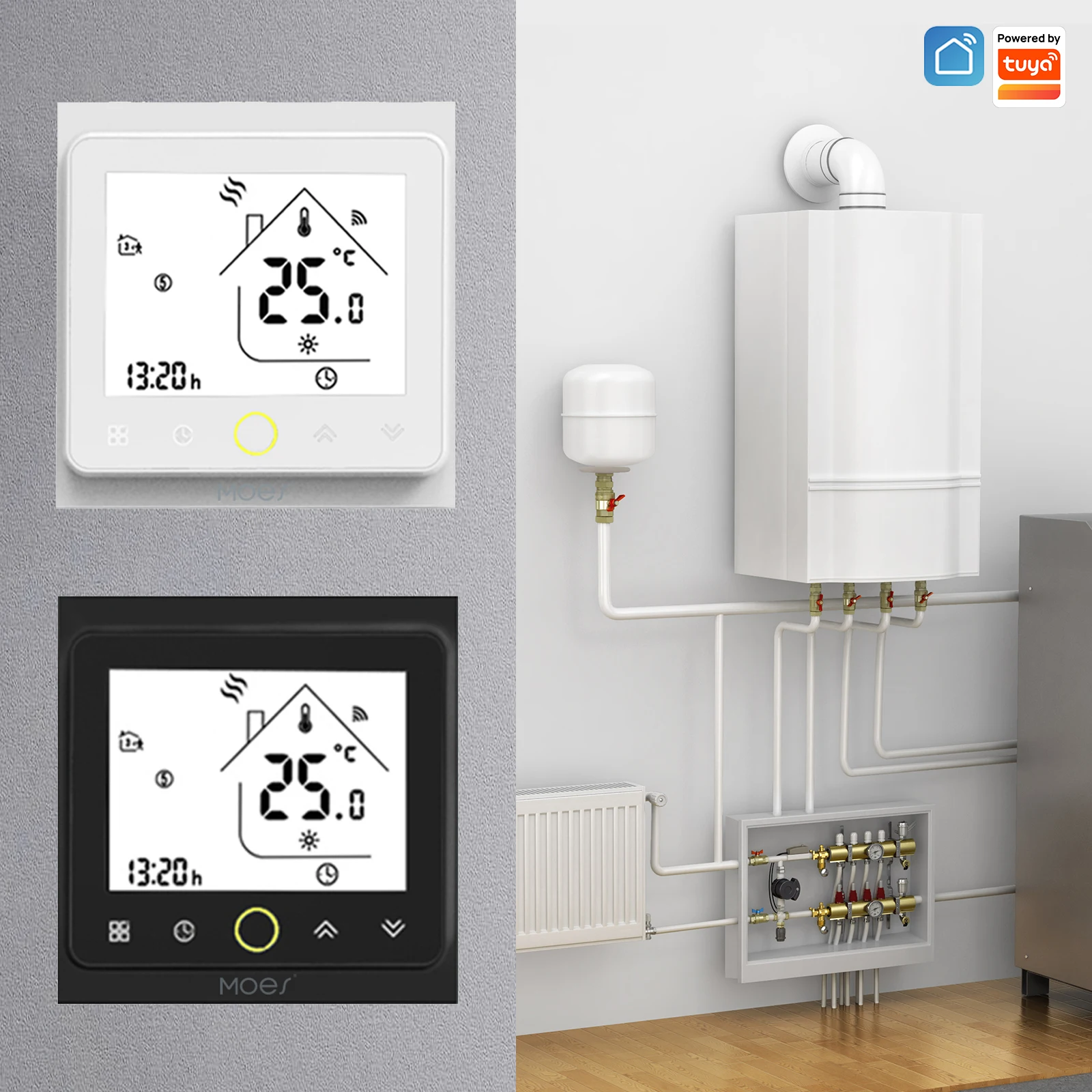 MOES Termostato Intelligente Per Radiatori, 3 Valvole + Hub Zigbee, Compatibile Alexa Google, Controllo Da App - 4