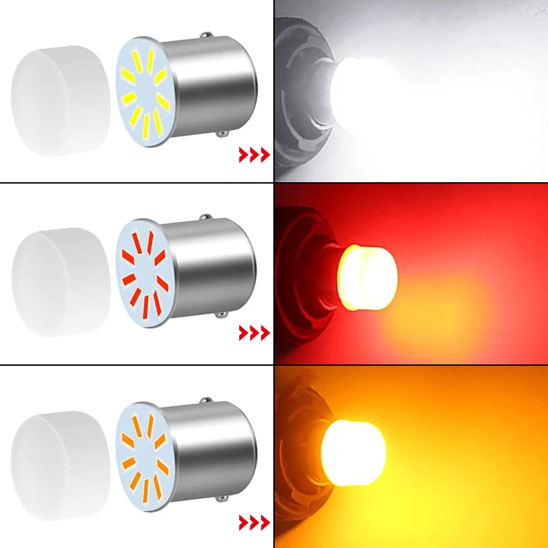 1157 LED 전구 방향 지시등, 7000K 흰색 자동차 후진 브레이크 주차 램프, P21W BA15S 1156 BAY15D, 12V 3014-9SMD, 1/4/10 개