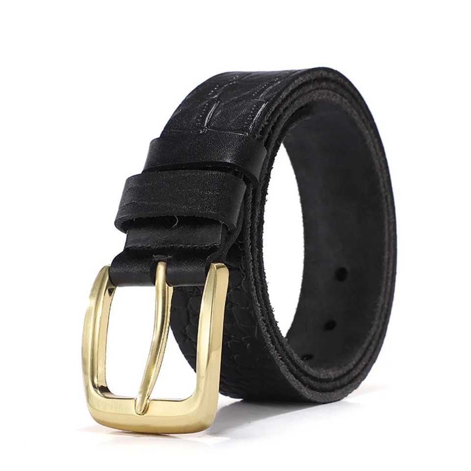 Business Casual Men's First Layer Cowhide Belt Thickened And Widened Design Trend Youth Luxury Brand Golf Pin Buckle Belt 2296