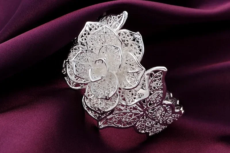 

Женский широкий браслет из серебра 925 пробы, регулируемая бижутерия