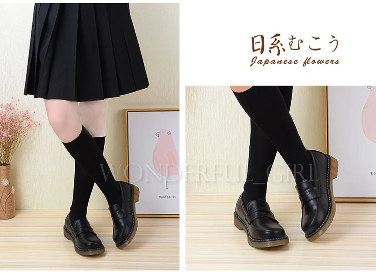 Neue japanische Studentenuniformschuhe Cosplay Lolita Plattformschuhe für Frauen/Mädchen Schwarz/Braun Größe 35-40 5