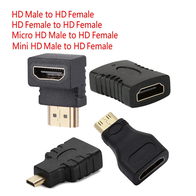4 Types HDMI compatible Cable Connector Adapter M/F F/F Mini Micro HDMI