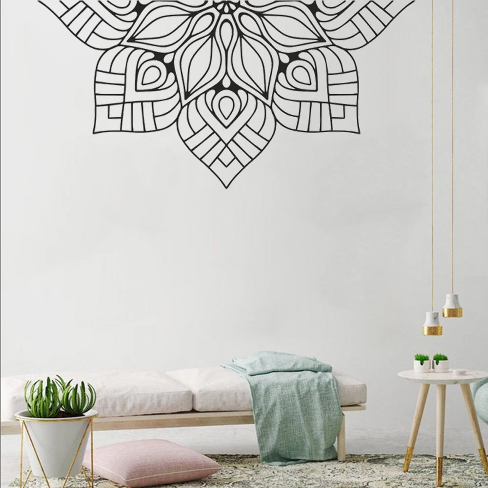 

Bohemian Wall Stickers Half Mandala Headboard Decals Vinyl Bedroom Yoga Studio Meditation Room Home Decor Window Murals HJ1321
