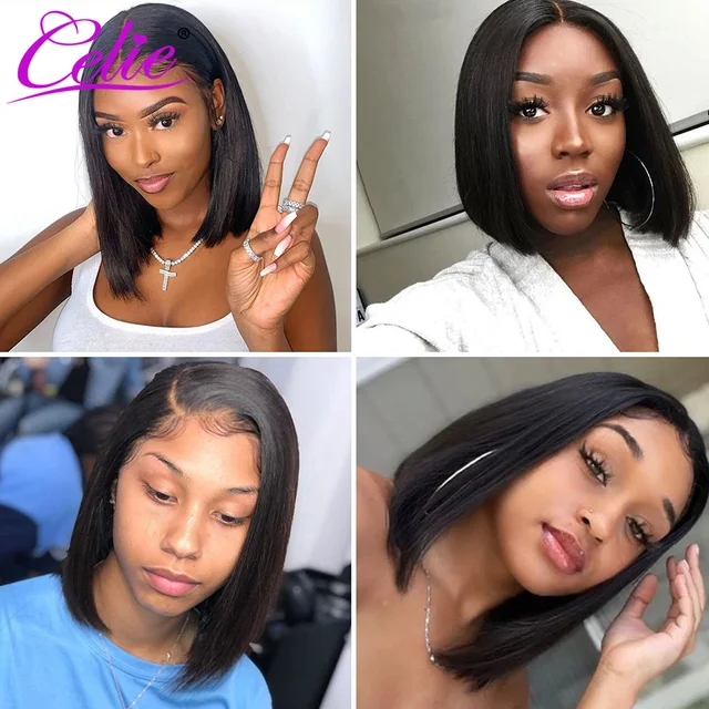 Straight Bob Wigs Human Hair 12 Inch Bob Lace Front Wig For, 58% OFF