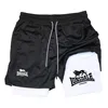 Print 2 in 1 Running Shorts for Men Gym Workout Compression Shorts with Phone Pocket Towel Loop Summer Sport Athletic Activewear 6