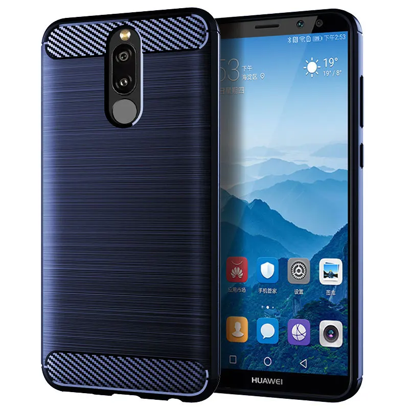 Silicone Full Protective Matte Phone Cover with Shockproof Carbon Fiber Design