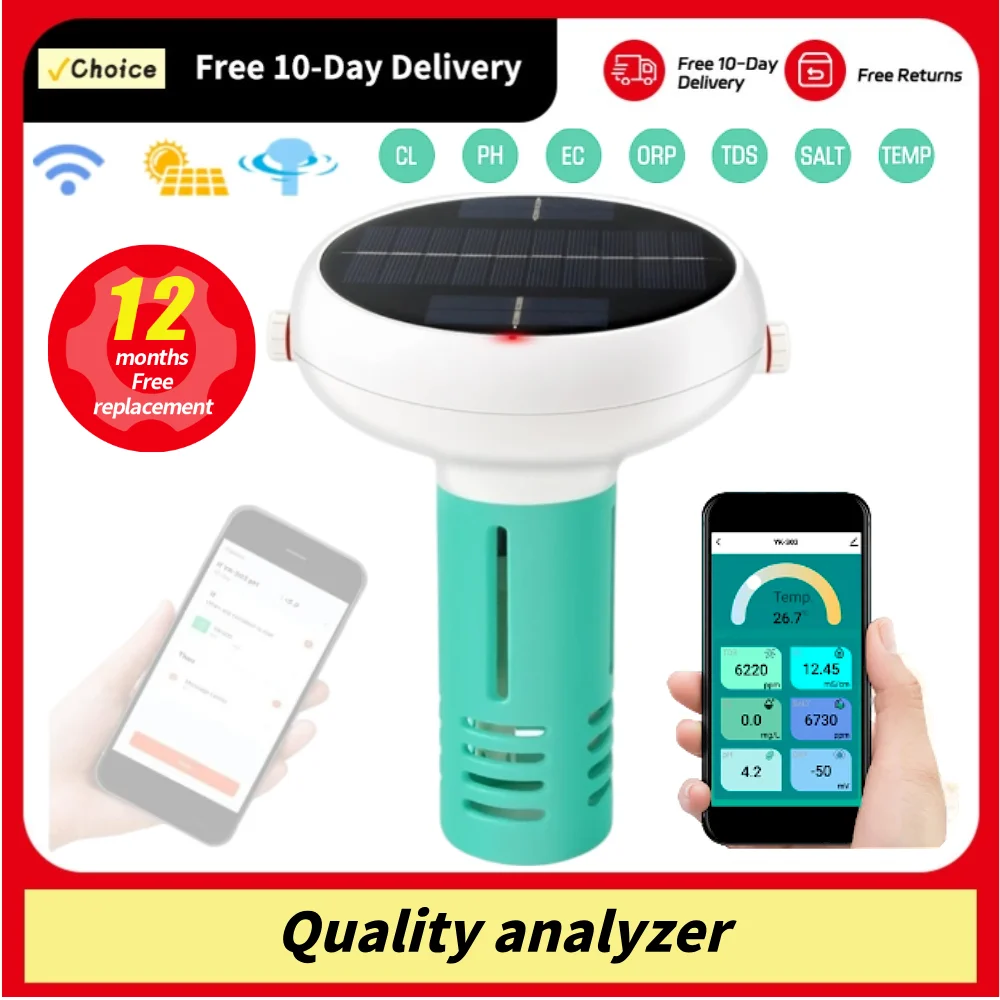 Testeur De Qualité De L'eau Solaire WiFi Intelligent PH & ORP Testeur