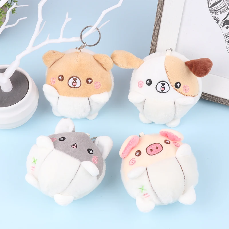 

Cartoon Animal Plush Toy Puppy Kitty Piggy Bear Pendant Soft Stuffed Doll Keychain Backpack Car Bag Key Ring Decor Kid Gift