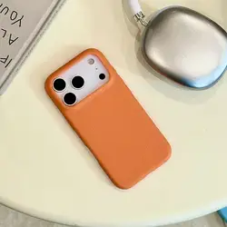 Vibrant Solid Color Soft PU Leather Phone Case with Large Hole Design - iPhone 15 Plus (Orange)
