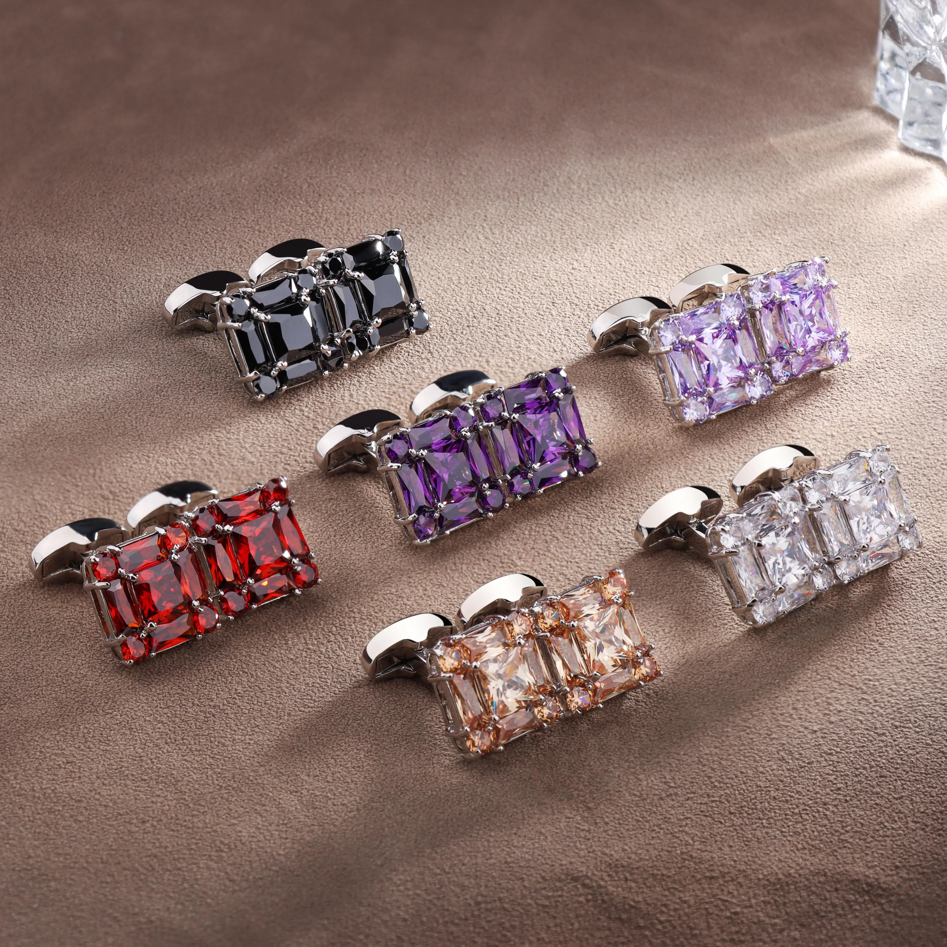 Polyhedral Zircon Gemstone Cufflinks For Men In Gift Djibouti