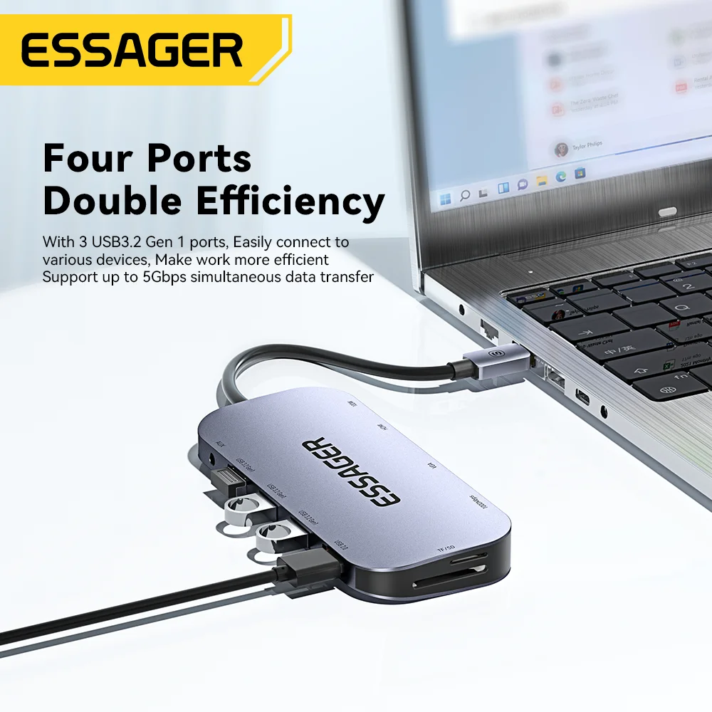 11 in 1 USB C HUB 4K 30HZ Type C Docking Station For Macbook Air Pro Adapter Splitter For Laptops HDMI-Compatible RJ45 usb hub converter,usb hub adapter,type c docking station,docking station