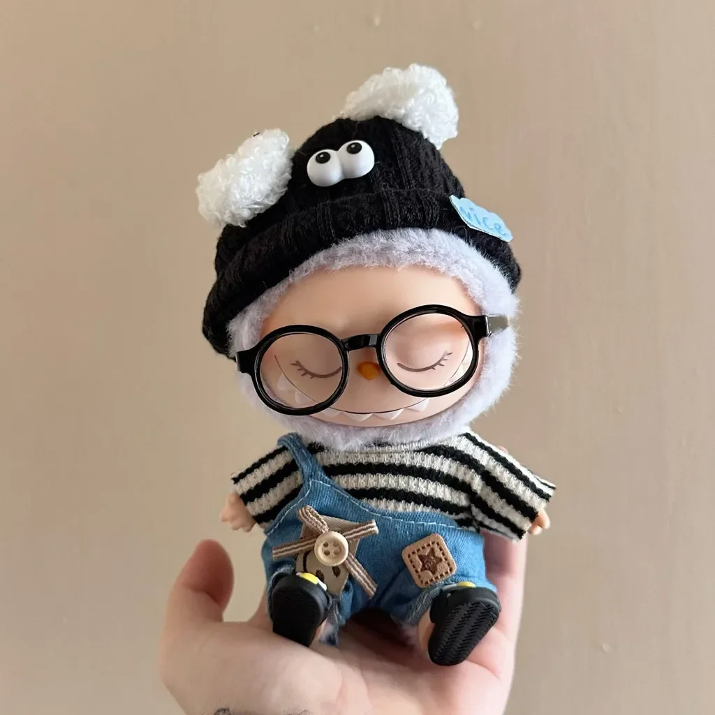 Doll Clothes 17cm Mini Plush Doll'S Clothes Outfit Accessories For Korea Kpop Exo Labubu Idol Striped clothes eyes shoes suit Clothing Gift