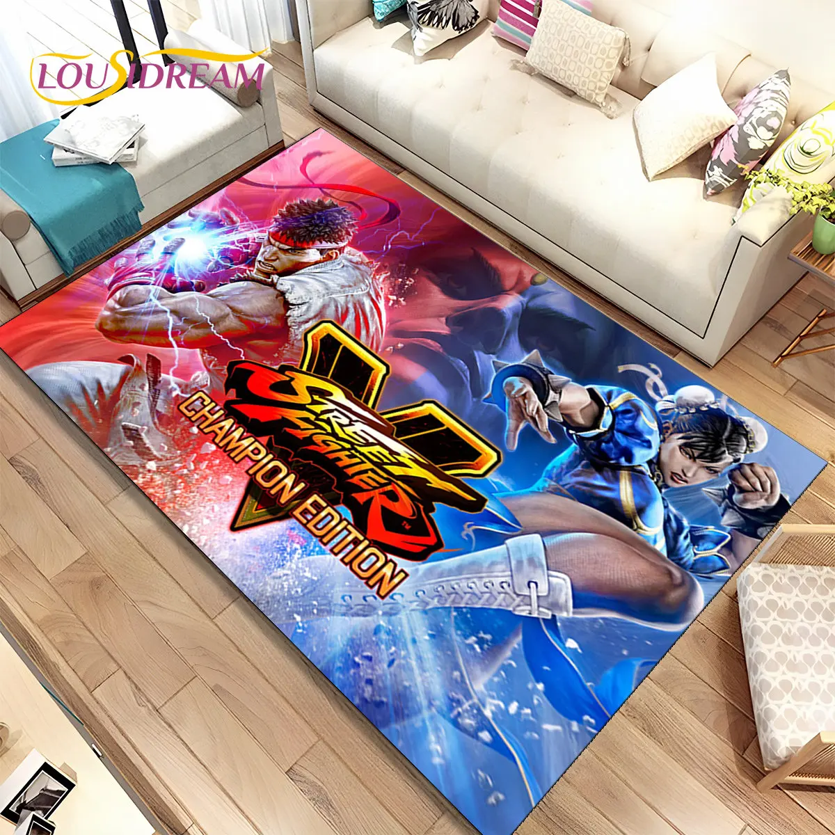 

Street Fighter Retro Game Gamer Area Rug,Carpet Rug for Living Room Bedroom Sofa Doormat Decoration, Kid Play Non-slip Floor Mat